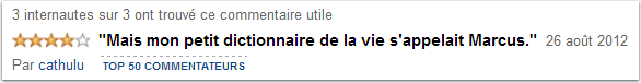 Avis d'un consommateur sur Amazon
